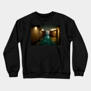 Hotel Hallway Flooded With Water /  Art Styles Different Crewneck Sweatshirt